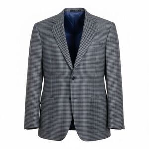 Coppley Gio Linen Wool Blend Houndstooth 2-Button Sport Coat Blue Tan Size 42R